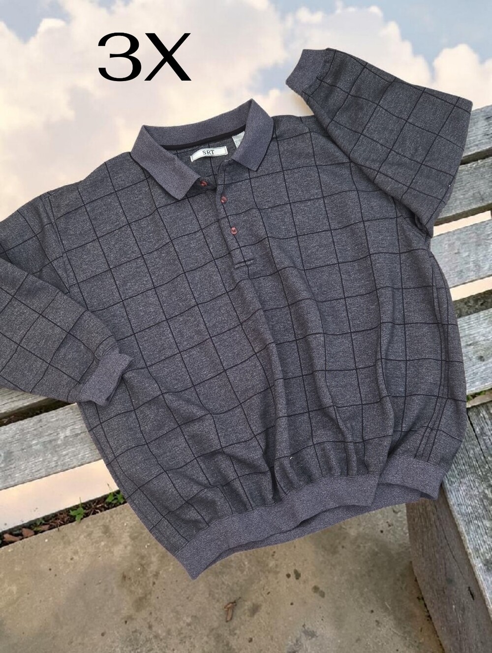 *1551 SRT woven polo shirt sweater Men plus 3X